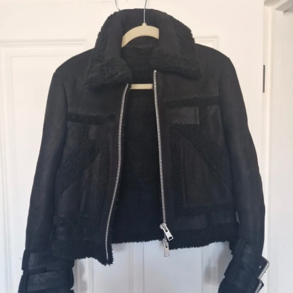 Allsaints Asher black shearling jacket